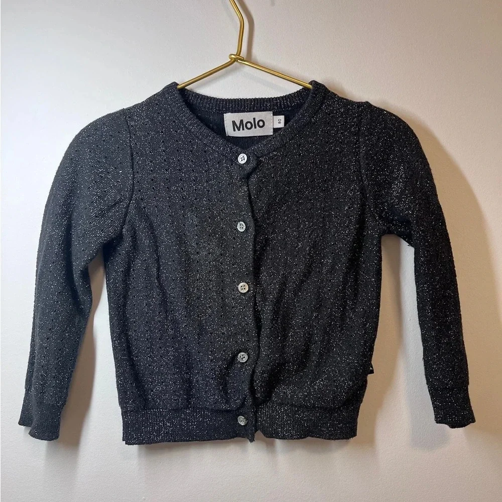 Molo Kids Black Glitter Cardigan Sweater
